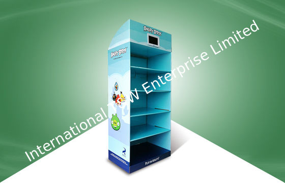 ভালো দাম পাঁচ শেল্ফ পপ পিচবোর্ড ডিসপ্লে অ্যাংরি পাখি খেলনা টিভি খেলোয়াড়ের সাথে স্থির প্রান্ত অনলাইন