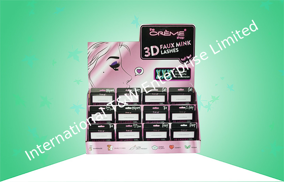 ভালো দাম জাল আইল্যাশ বিক্রি করার জন্য তিন স্তরের কার্ডবোর্ড কাউন্টারটপ চকচকে সমাপ্তি প্রদর্শন করে অনলাইন