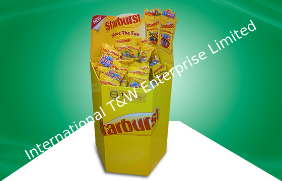 ভালো দাম Six Faces Yellow Recyclable Corrugated Cardboard Dump Bins Offset Printing For Cup Snacks অনলাইন